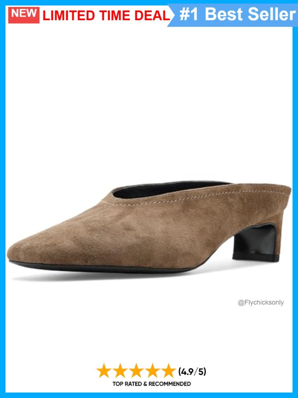 Suede Mules with Block Heel Square Toe Slip-On Heeled Sandals